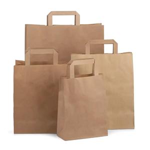 Recycled Brown Paper Carrier Bags with Flat Handles
