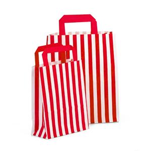 Red Candy Stripe Paper Carrier Bags